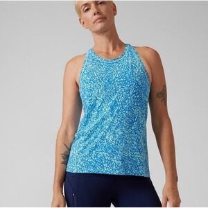 ATHLETA Top‎ Womens S Blue Ultimate Train Tank Racerback Active Stretch Printed